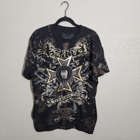 Xzavier Shirt Mens Large Graphic Tee Black Gold Distressed - Picture 1 of 13